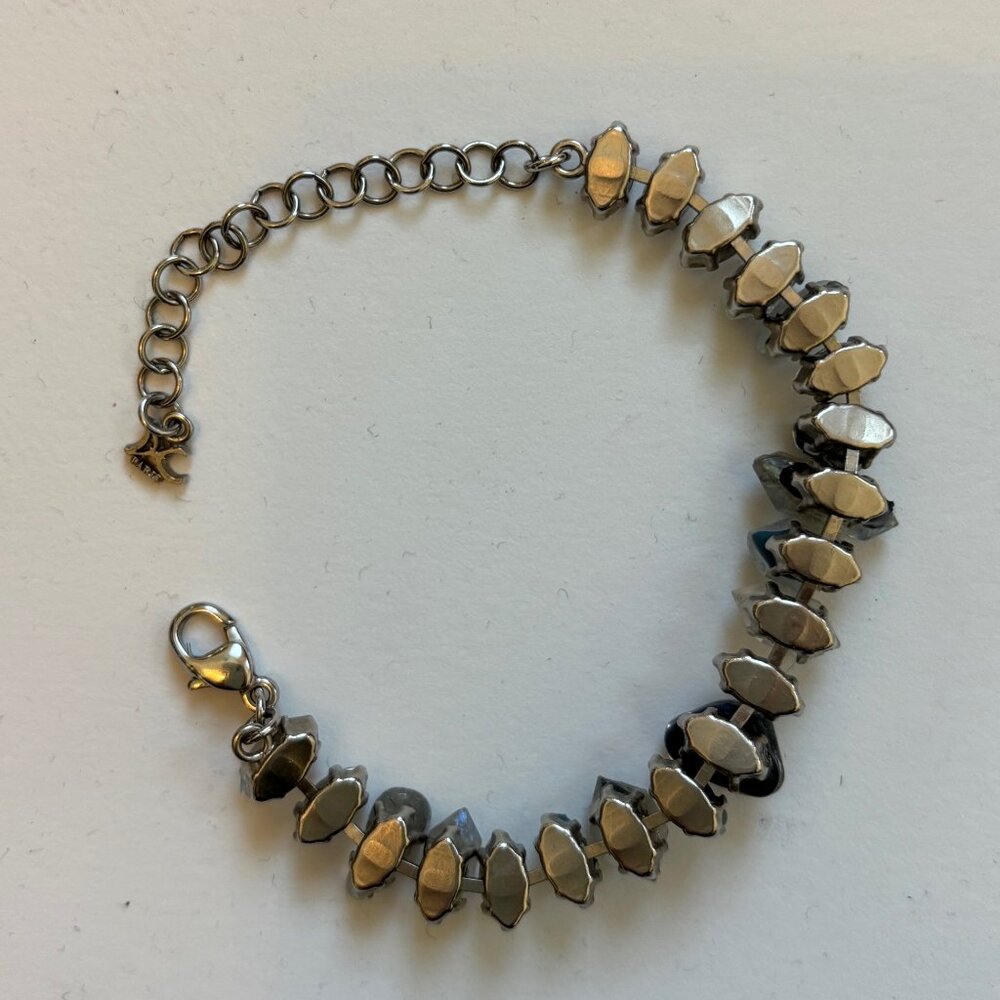 Labradorite, Quartz and Crystal Silver Tone Bracelet - DC Paris - Adjustable - Picture 5 of 5